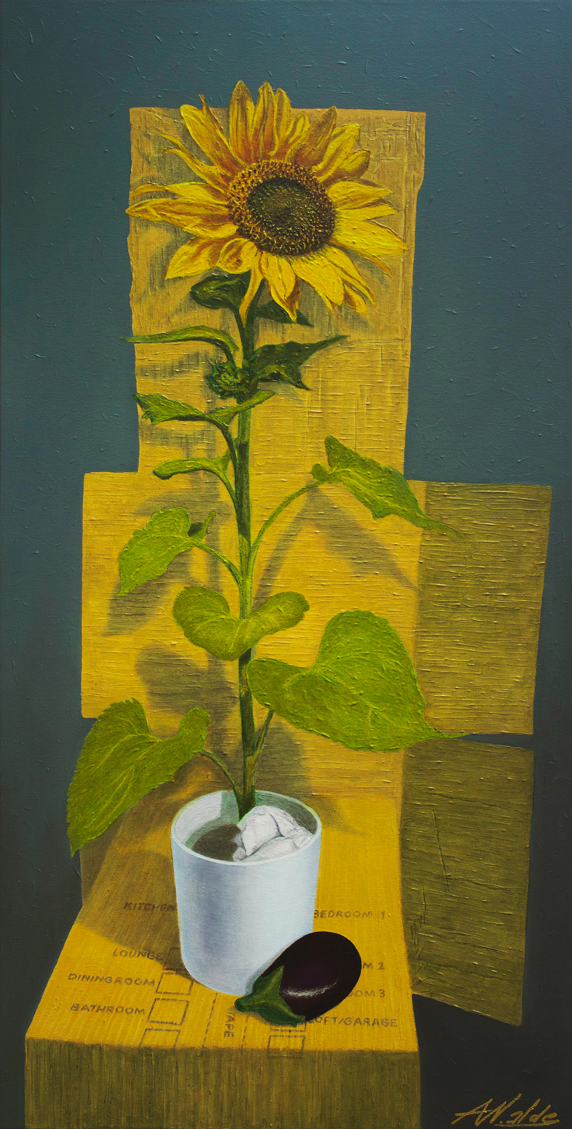 Andris - Sunflower & Aubergine/Helianthus annuus & Solanum melongena/From the collection "THE URBAN STILL LIFE FICTION"