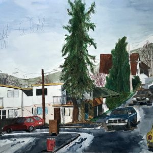 Helena - Contemporary landscape. Gouche, pencil, pencil color and watercolor. - helenakotnik.com