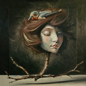 Rye Watts - Nest III - oil on linen and pine wood - https://ryewatts.com
