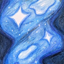 Heather Smith - "We are Connected To The Stars", 2D Colored Pencil Drawing, 9” x 12