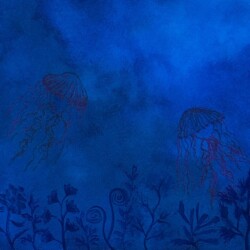 Phyllis Chua - Floating Jellyfish, Mixed Media