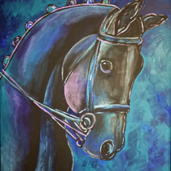 Susan Millan - Dressage Horse, Acrylic on Canvas Board