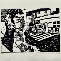 Title: Before The World Was Big, ed.5 Medium: woodcut relief print on kitakata paper - https://andrealeahmartin.squarespace.com/ Andrea Martin - Title: Before The World Was Big, ed.5 Medium: woodcut relief print on kitakata paper - https://andrealeahmartin.squarespace.com/