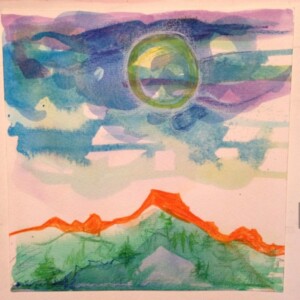 Jes Moore - Abstracted Mountain Moon - Watercolor- https://jesmoore.wixsite.com/jesmoore