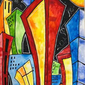 Susan Millan - Downtown Dazzle, Watercolor