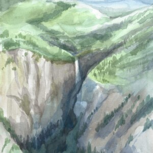 Valerie Nikonorova - View from the North Dome, Yosemite NP, watercolor- https://www.artspan.org/art/valerianka