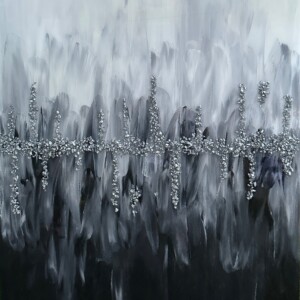 “Drops of Jupiter” acrylic, resin and glass 18” X 24” - https://www.love22designs.com/ Susan Tesluk-Love22 Designs - “Drops of Jupiter” acrylic, resin and glass 18” X 24”