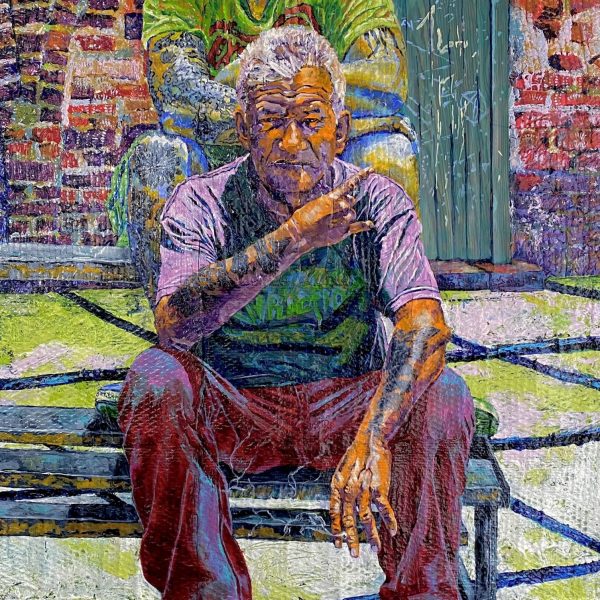 Heidi Brueckner_Squatters Club, Cuba_Oil on Recycled Poly Bubble Mailers_78.25_ x 46.5_2021