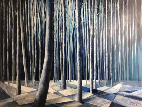 Hyosoon Jung - Seattle Story 18. Winter whisper - Acrylic with mixed media on linen canvas - 122 x 92 cm